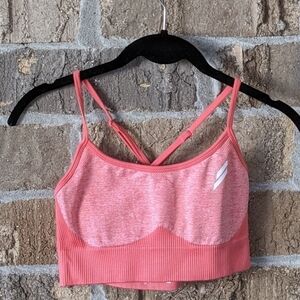NWOT Do You Even Team Dye Coral Pink Impact Crop Top Sports Bra Medium